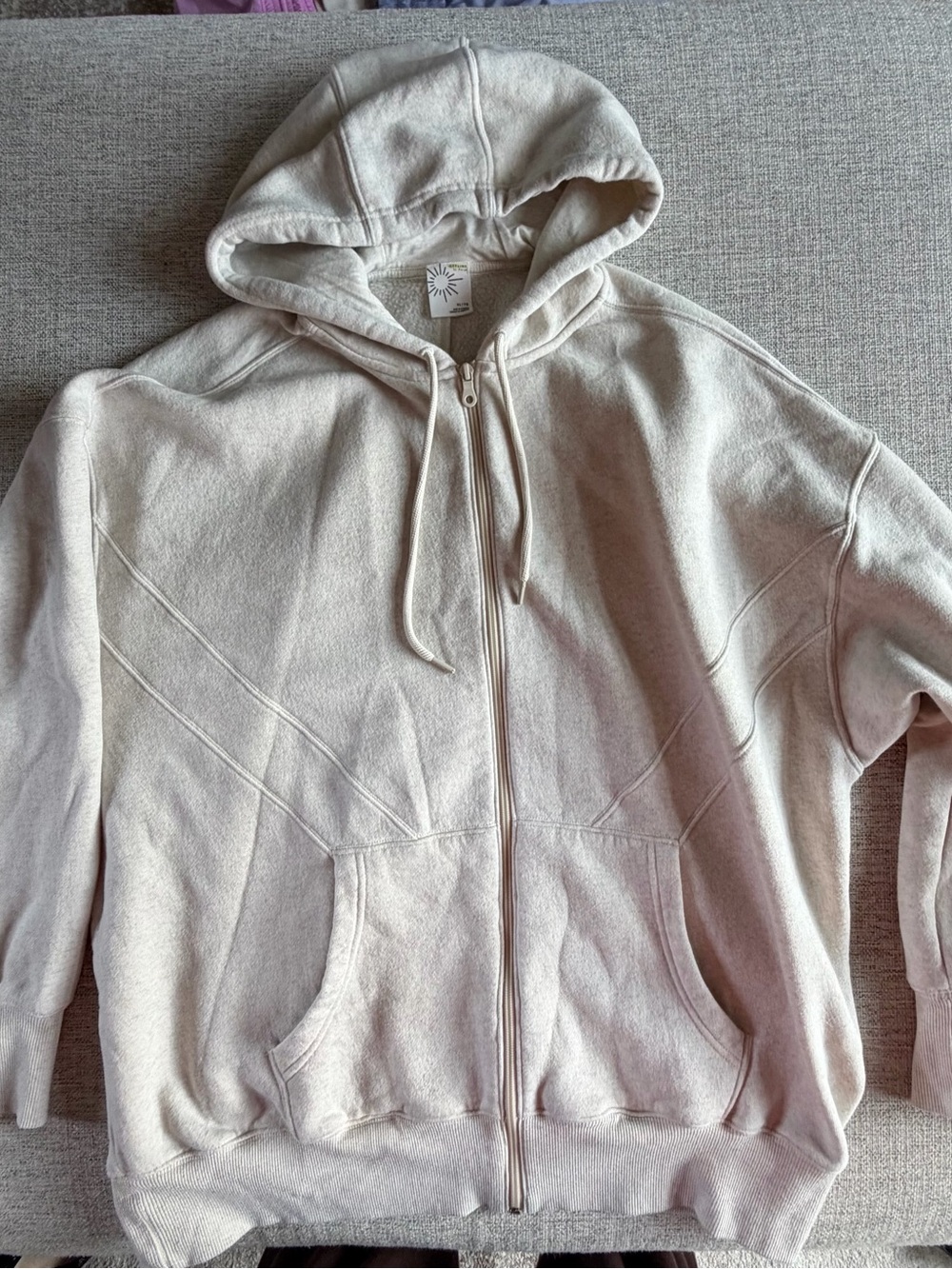 aerie Offline Light Cream Full-Zip Hoodie Sweatshirt